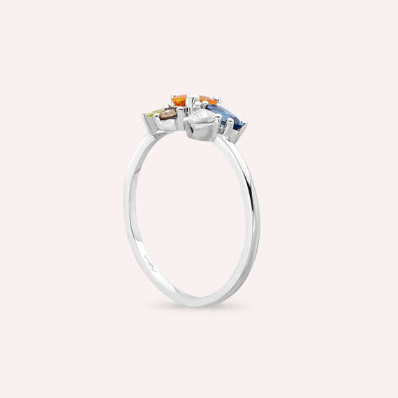 1.12 CT Rose Cut Diamond, Multicolor Sapphire and Brown Diamond Ring - 5