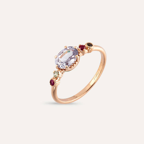 0.99 CT Multicolor Sapphire Rose Gold Ring - 1