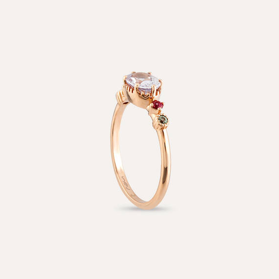 0.99 CT Multicolor Sapphire Rose Gold Ring - 6