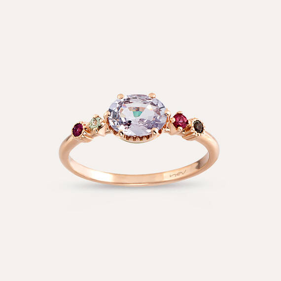 0.99 CT Multicolor Sapphire Rose Gold Ring - 3
