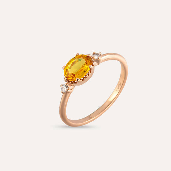 1.14 CT Yellow Sapphire and Diamond Rose Gold Ring - 5