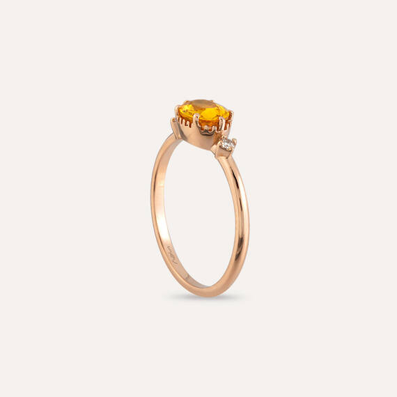 1.14 CT Yellow Sapphire and Diamond Rose Gold Ring - 6