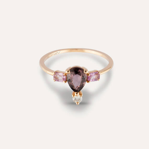 1.16 CT Multicolor Sapphire and Diamond Rose Gold Ring - 4