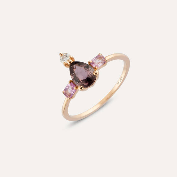 1.16 CT Multicolor Sapphire and Diamond Rose Gold Ring - 1