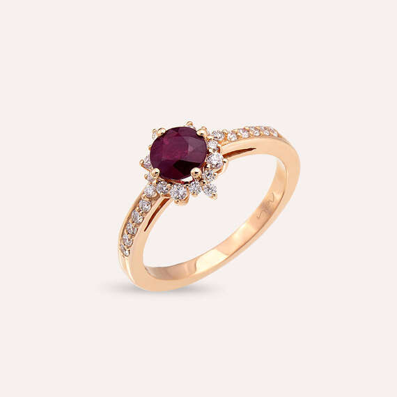 Earth 1.16 CT Ruby and Diamond Rose Gold Ring - 3