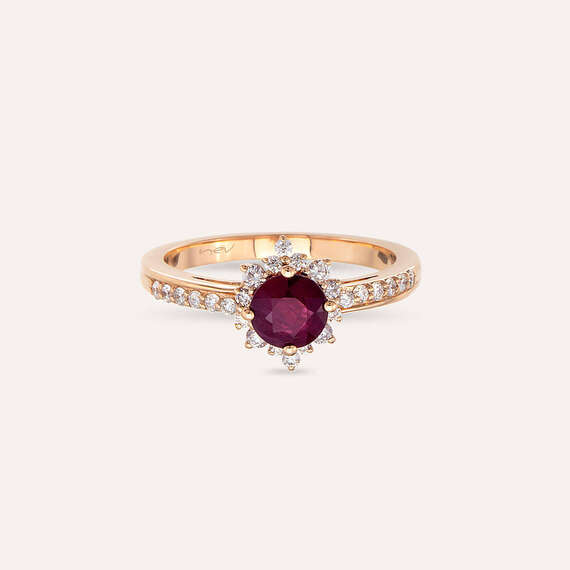 Earth 1.16 CT Ruby and Diamond Rose Gold Ring - 5