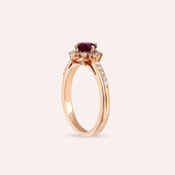 Earth 1.16 CT Ruby and Diamond Rose Gold Ring - 6