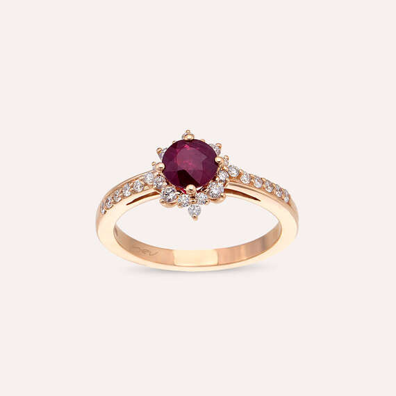 Earth 1.16 CT Ruby and Diamond Rose Gold Ring - 2