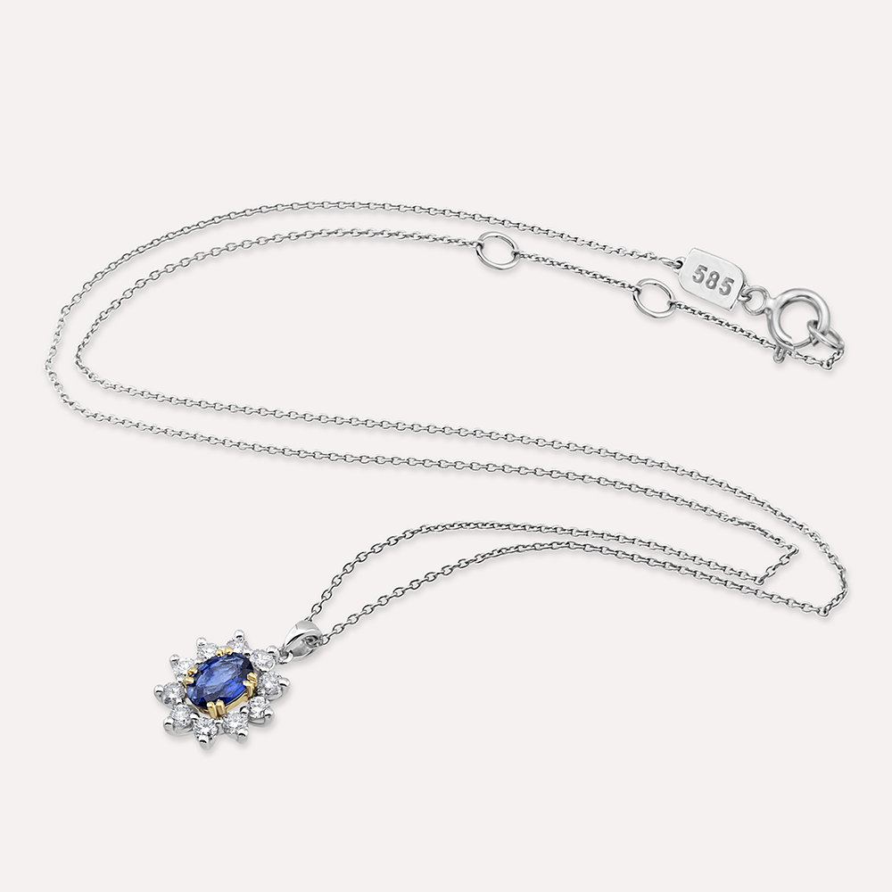 1.16 CT Safir ve Pırlanta Taşlı Anturaj Kolye - 2