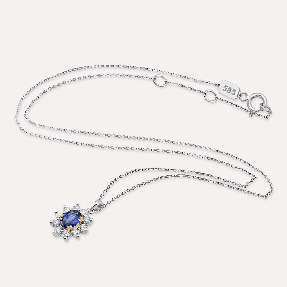 1.16 CT Sapphire and Diamond Anturage Necklace - 2