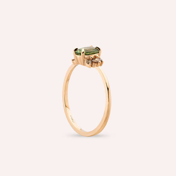 1.19 CT Green Sapphire and Brown Diamond Rose Gold Ring - 5