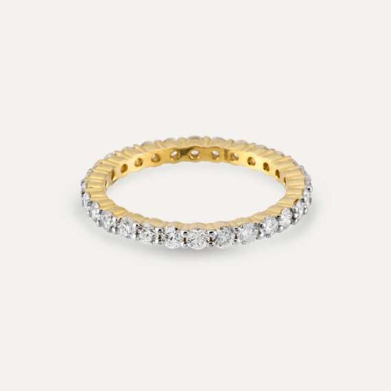 1.20 CT Pırlanta Taşlı Sarı Altın Tamtur Yüzük - 3