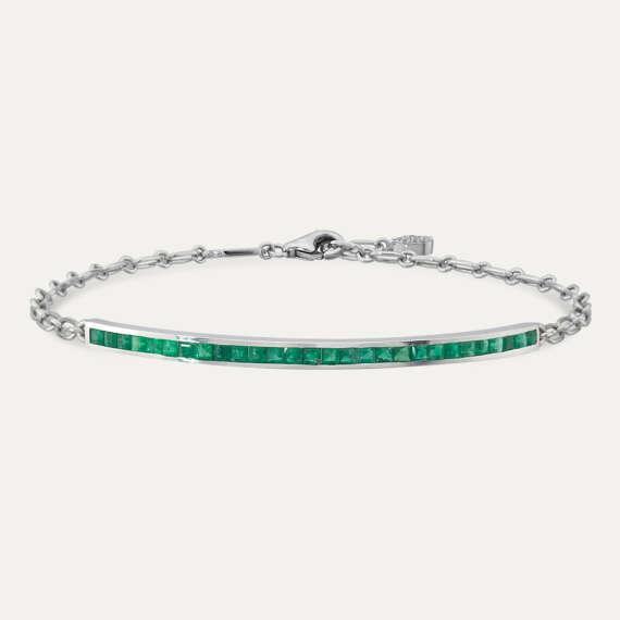 1.21 CT Emerald and Diamond White Gold Bracelet - 1
