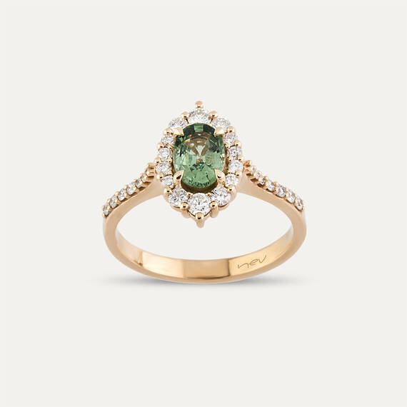 1.21 CT Green Sapphire and Diamond Rose Gold Ring - 1