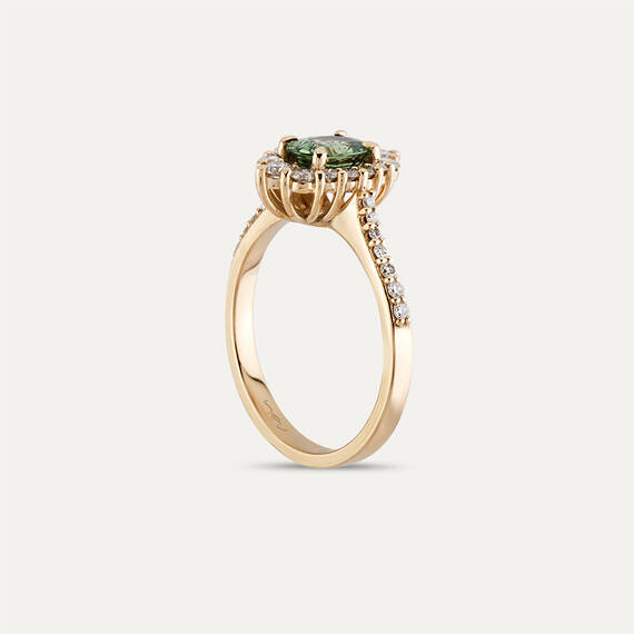 1.21 CT Green Sapphire and Diamond Rose Gold Ring - 3