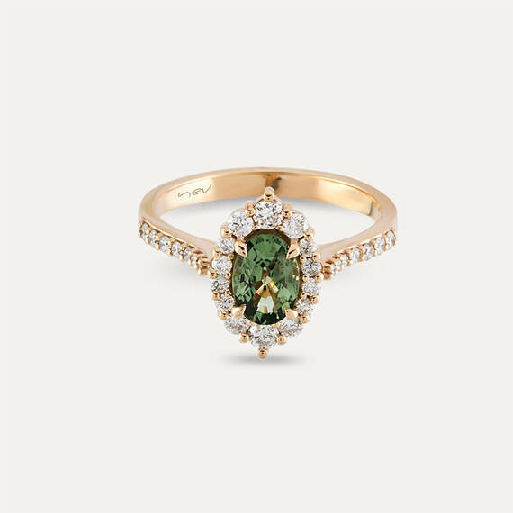 1.21 CT Green Sapphire and Diamond Rose Gold Ring - 4