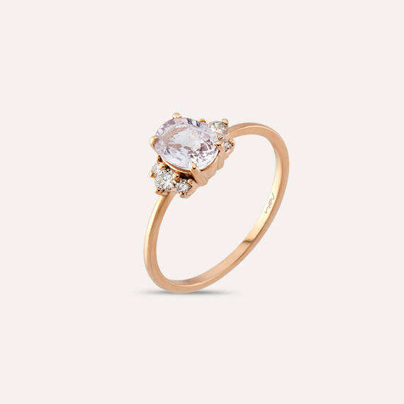 0.93 CT Light Blue Sapphire and Diamond Rose Gold Ring - 5