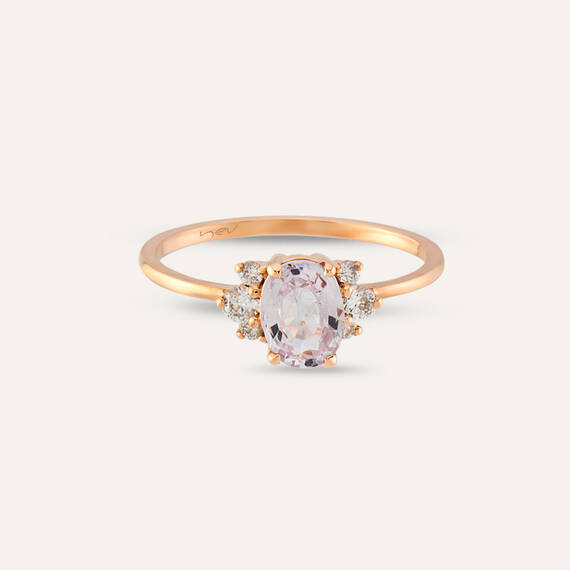 0.93 CT Light Blue Sapphire and Diamond Rose Gold Ring - 6