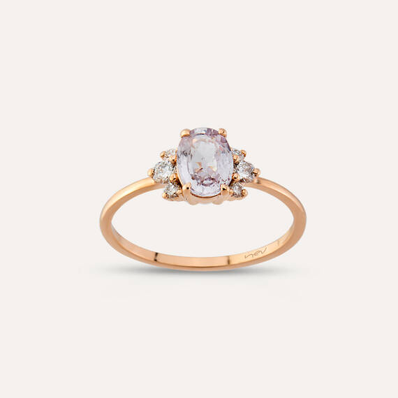 0.93 CT Light Blue Sapphire and Diamond Rose Gold Ring - 1