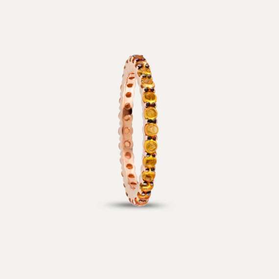 1.23 CT Orange Sapphire Rose Gold Eternity Ring - 5