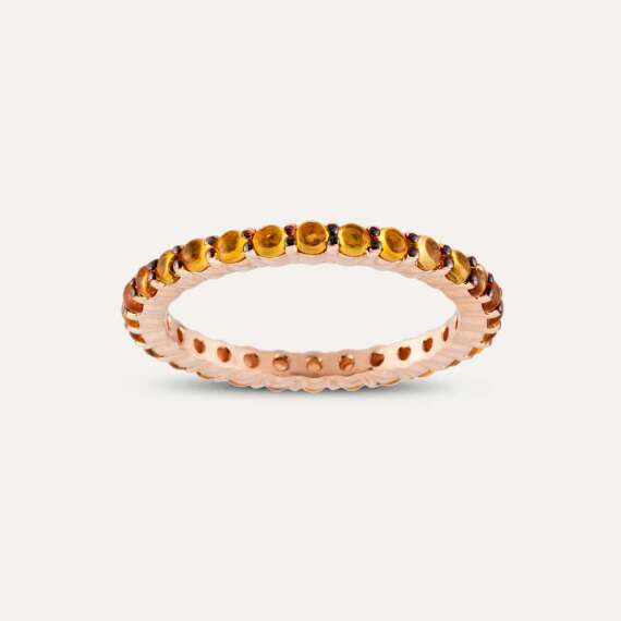1.23 CT Orange Sapphire Rose Gold Eternity Ring - 1