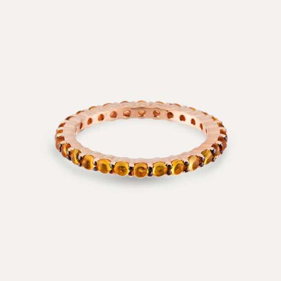 1.23 CT Orange Sapphire Rose Gold Eternity Ring - 3