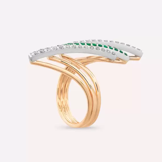 1.25 CT Emerald and Diamond Rose Gold Ring - 5