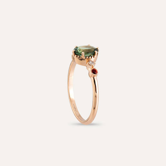 1.26 CT Multicolor Sapphire and Diamond Rose Gold Ring - 3