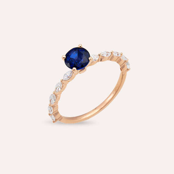 1.28 CT Sapphire and Marquise Cut Diamond Ring - 3
