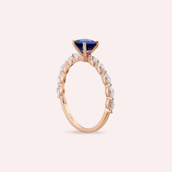 1.28 CT Sapphire and Marquise Cut Diamond Ring - 7