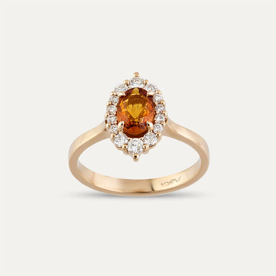 1.29 CT Orange Sapphire and Diamond Rose Gold Ring - 1
