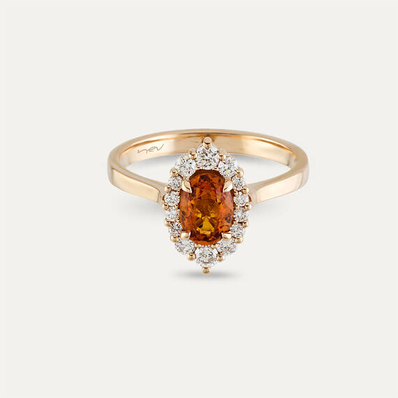 1.29 CT Orange Sapphire and Diamond Rose Gold Ring - 4