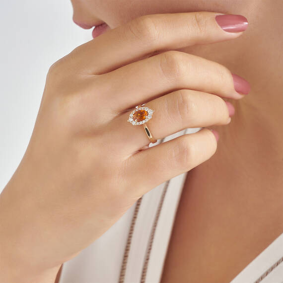 1.29 CT Orange Sapphire and Diamond Rose Gold Ring - 2