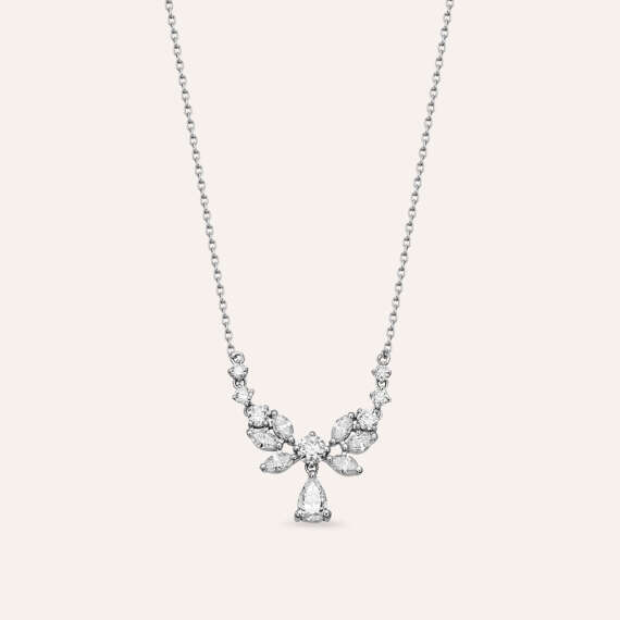 1.31 CT Pear and Marquise Cut Diamond White Gold Necklace - 1