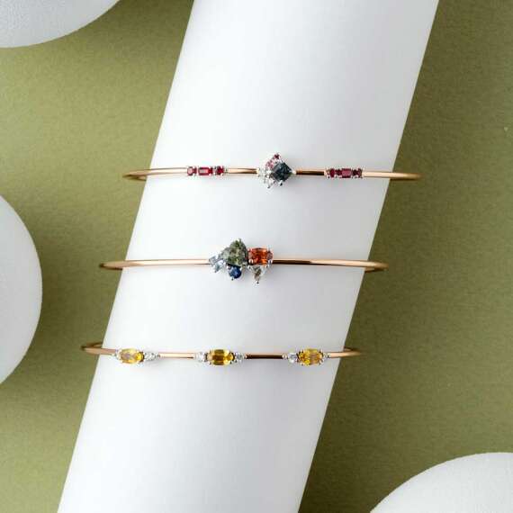 1.31 CT Rose Cut Diamond and Multicolor Sapphire Bracelet - 4