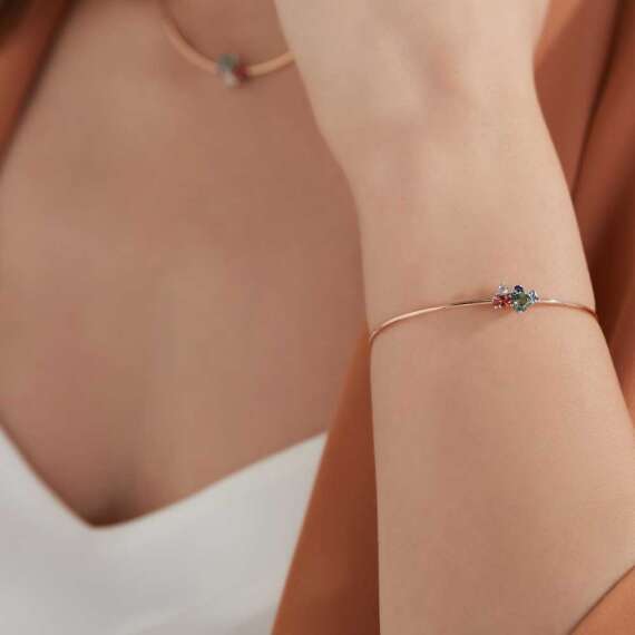 1.31 CT Rose Cut Diamond and Multicolor Sapphire Bracelet - 6