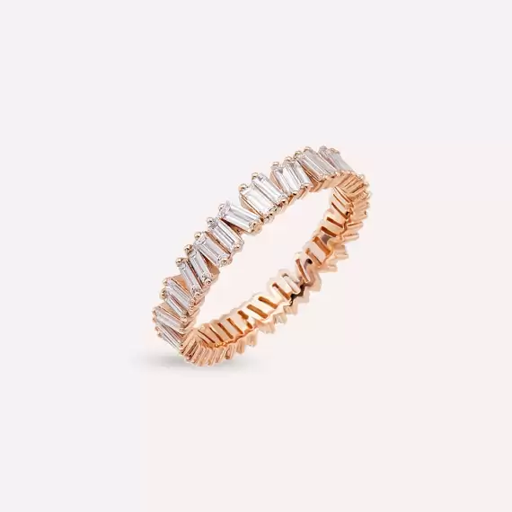 1.36 CT Baguette Cut Diamond Rose Gold Eternity Ring - 7