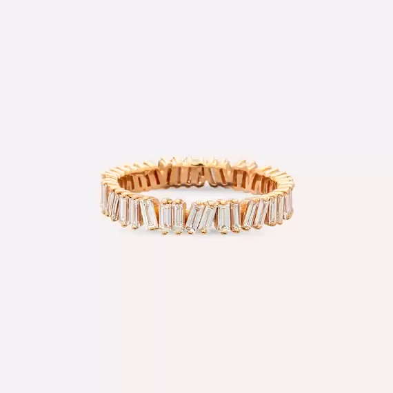 1.36 CT Baguette Cut Diamond Rose Gold Eternity Ring - 5