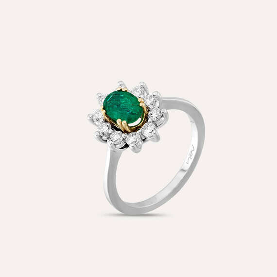 1.25 CT Emerald and Diamond Anturage Ring - 4