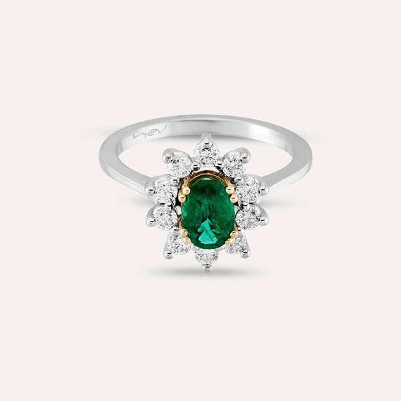 1.25 CT Emerald and Diamond Anturage Ring - 5