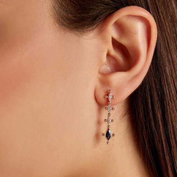 1.36 CT Sapphire and Diamond Rose Gold Earring - 3