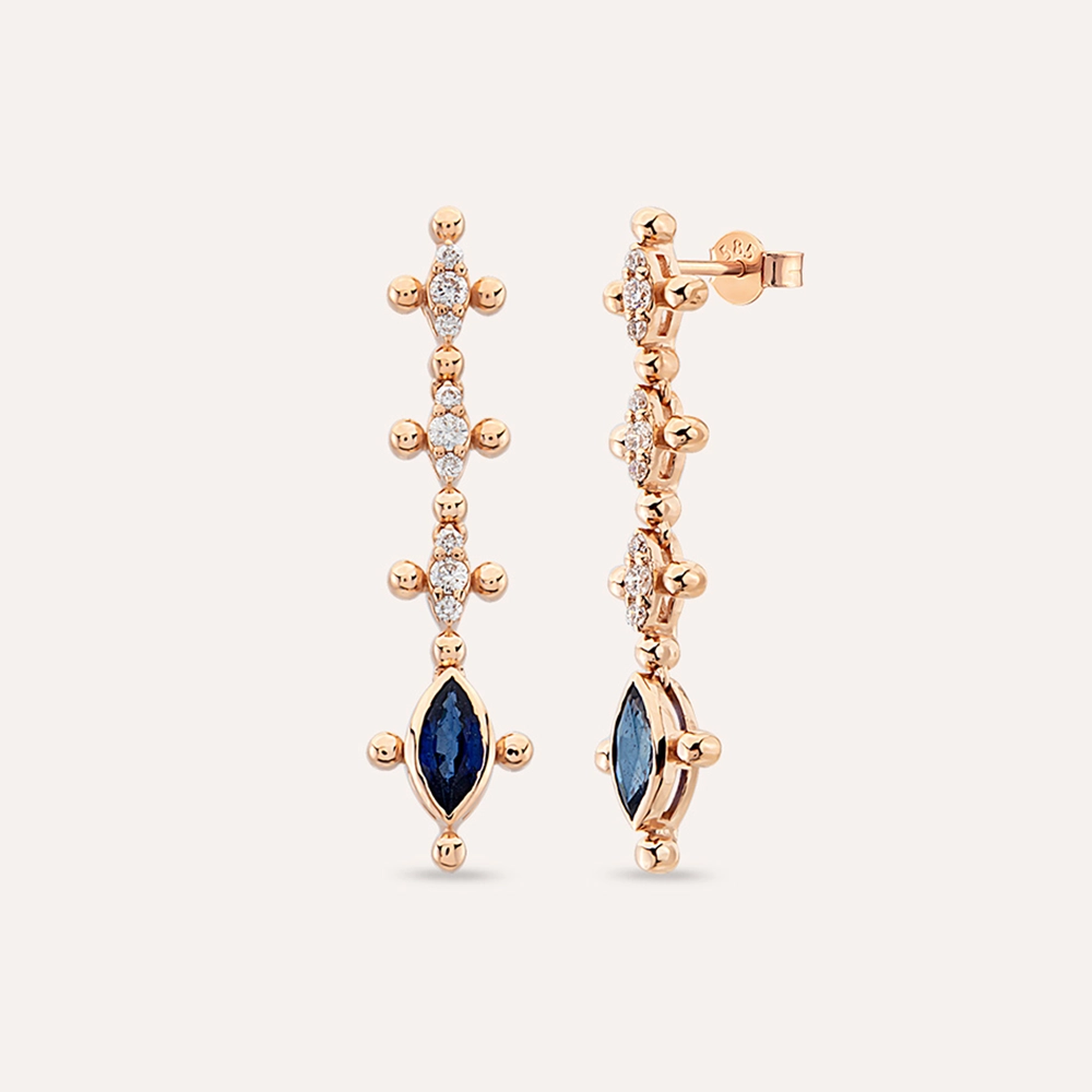 1.36 CT Sapphire and Diamond Rose Gold Earring - 2