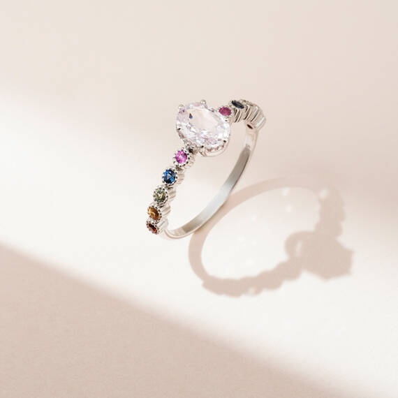 1.37 CT Light Pink and Multicolor Sapphire White Gold Ring - 1