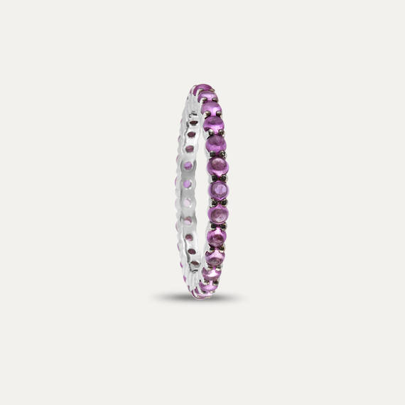 1.39 CT Purple Sapphire Eternity Ring - 4