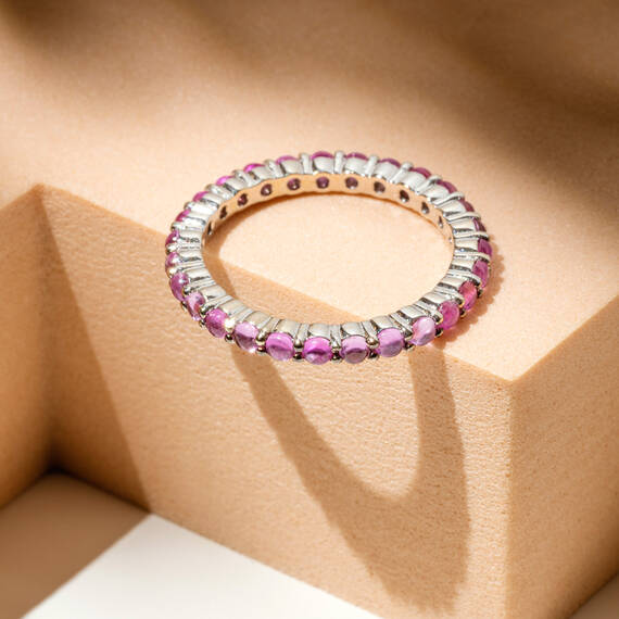 1.39 CT Purple Sapphire Eternity Ring - 1