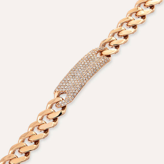 1.45 CT Diamond Rose Gold Chain Bracelet - 5