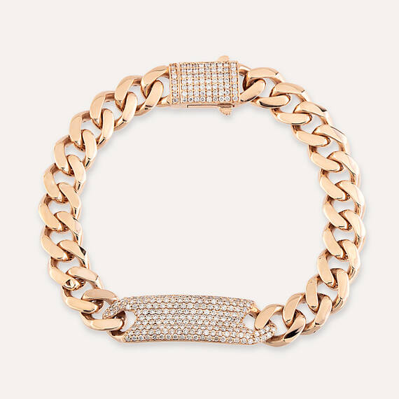 1.45 CT Diamond Rose Gold Chain Bracelet - 1