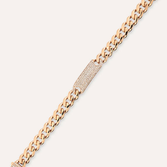 1.45 CT Diamond Rose Gold Chain Bracelet - 4