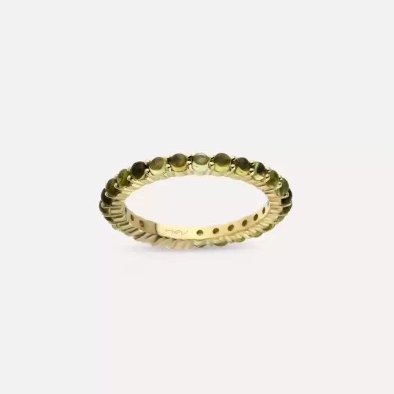 1.47 CT Green Sapphire Yellow Gold Eternity Ring - 1