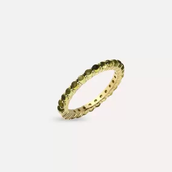 1.47 CT Green Sapphire Yellow Gold Eternity Ring - 2